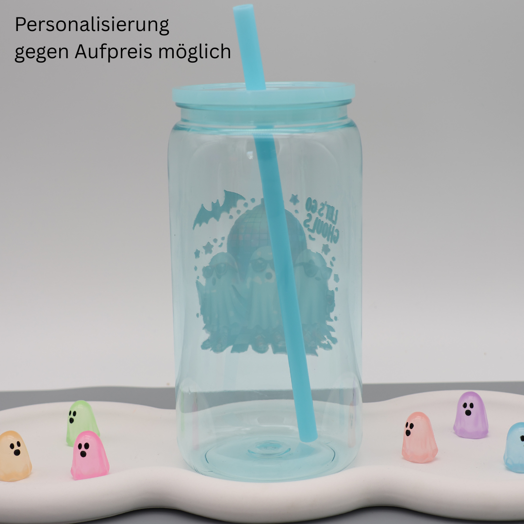 Plastikbecher mit Strohhalm - Party Ghosts