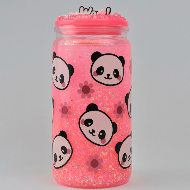 Glitzer-Becher - Pink Panda Light - Glow in the Dark