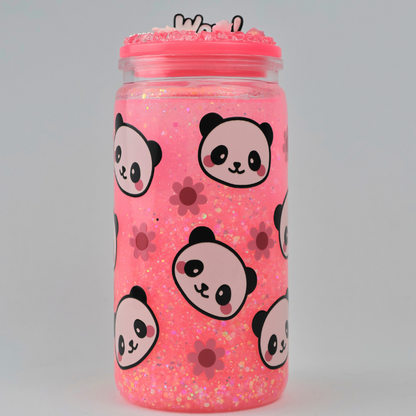 Glitzer-Becher - Pink Panda Light - Glow in the Dark