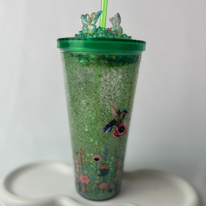 Dry Becher - Spring Mood | 700ml Becher Doppelwandig mit Deckel und Strohhalm