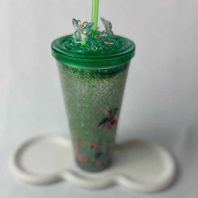 Dry Becher - Spring Mood | 700ml Becher Doppelwandig mit Deckel und Strohhalm