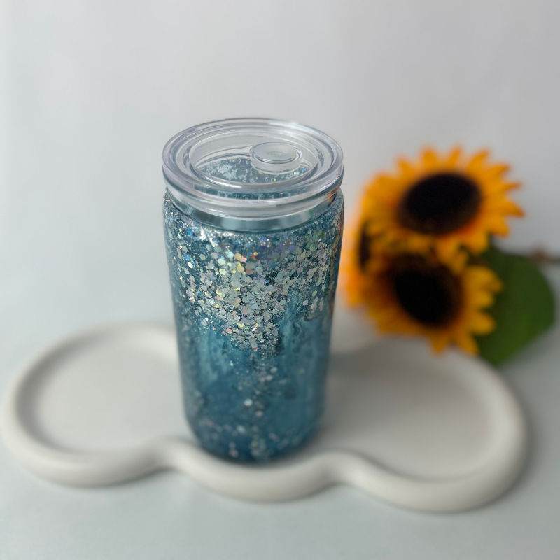 Waterfall Becher | 16OZ Becher Doppelwandig mit Deckel und Strohhalm