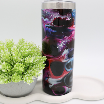 Pink, blau, schwarz, lila Tumbler | Edelstahl Tumbler | Epoxidharz Thermobecher