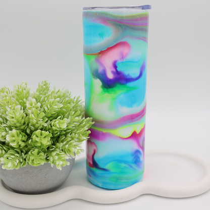 leuchtend bunter Tumbler | Edelstahl Tumbler | Epoxidharz Thermobecher