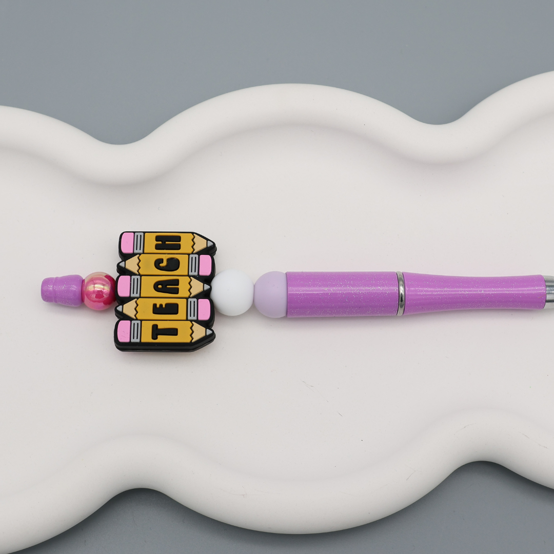 Kugelschreiber mit Silikon Perlen - Charm: TEACH