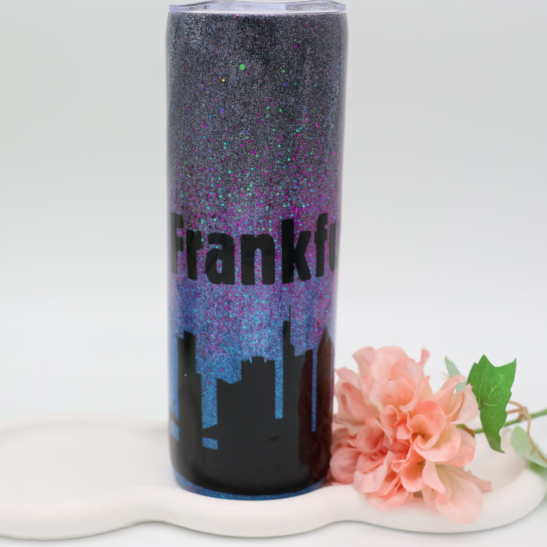 Night Sky City Tumbler FFM | Edelstahl Tumbler | Epoxidharz Thermobecher | personalisierbar