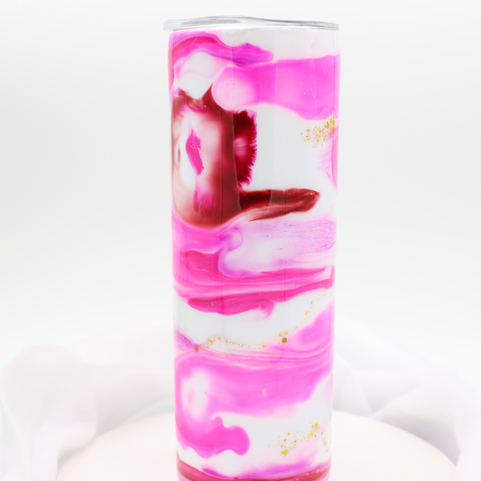 leuchtend pinker Tumbler | Edelstahl Tumbler | Epoxidharz Thermobecher