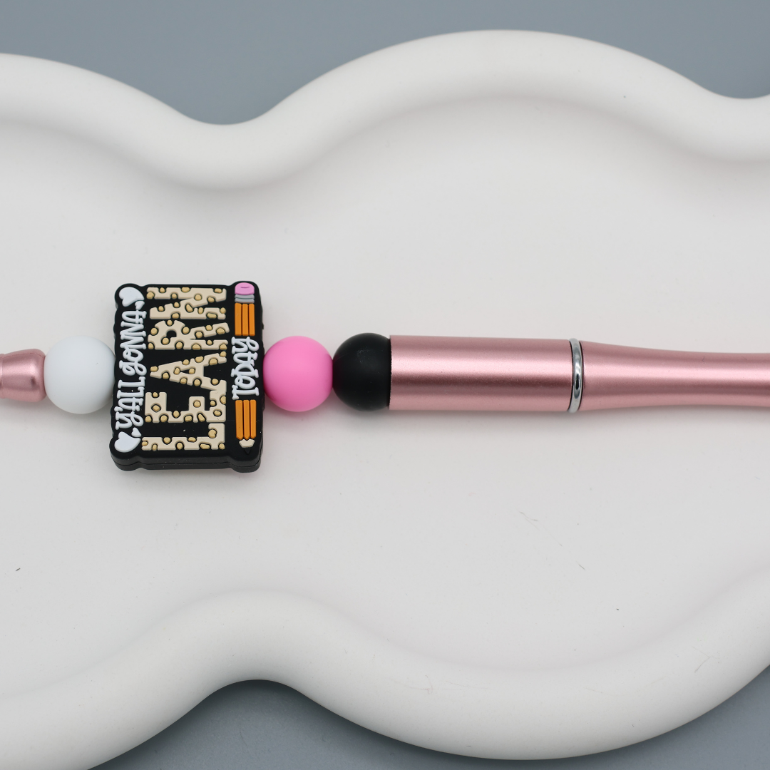 Kugelschreiber mit Silikon Perlen - Charm: LEARN