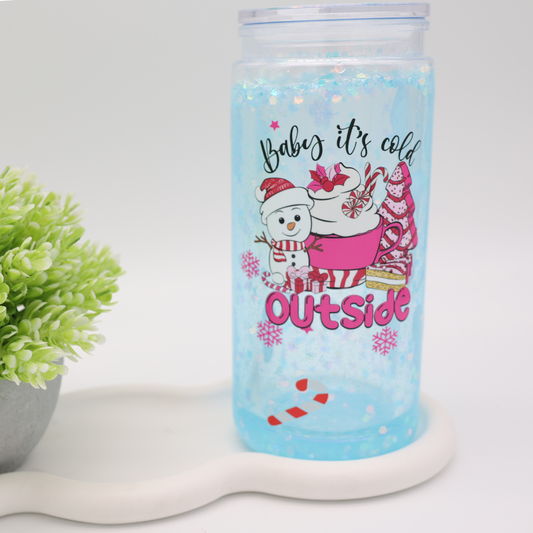 Snowglobe- / Glitzer-Becher - Baby it´s cold outside - Oopsie Artikel
