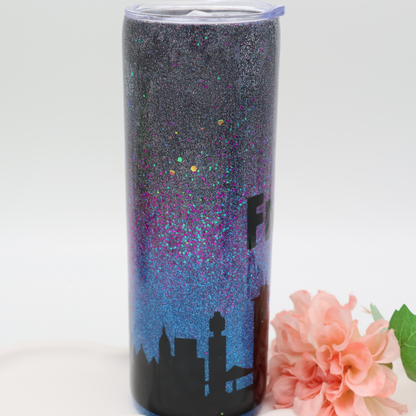 Night Sky City Tumbler FFM | Edelstahl Tumbler | Epoxidharz Thermobecher | personalisierbar
