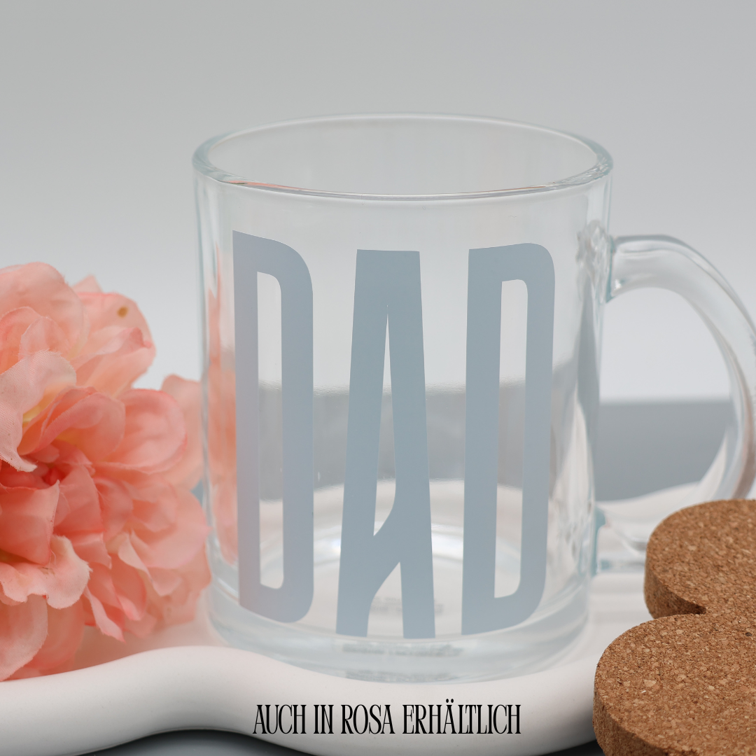 Glas Tasse ELTERN SET 300 ml - Kaffeebecher Trinkglas Teetasse - Geschenkidee für Kaffeeliebhaber