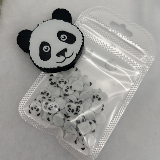 Panda Glitzerbecher Deko Set - 3D - PLA  (3 Topper/ 100 Stk Mini Elemente)