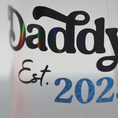 Daddy EST - personalisierbar | Baseball Variante | Trinkglas 500 ml | Strohhalm + Deckel