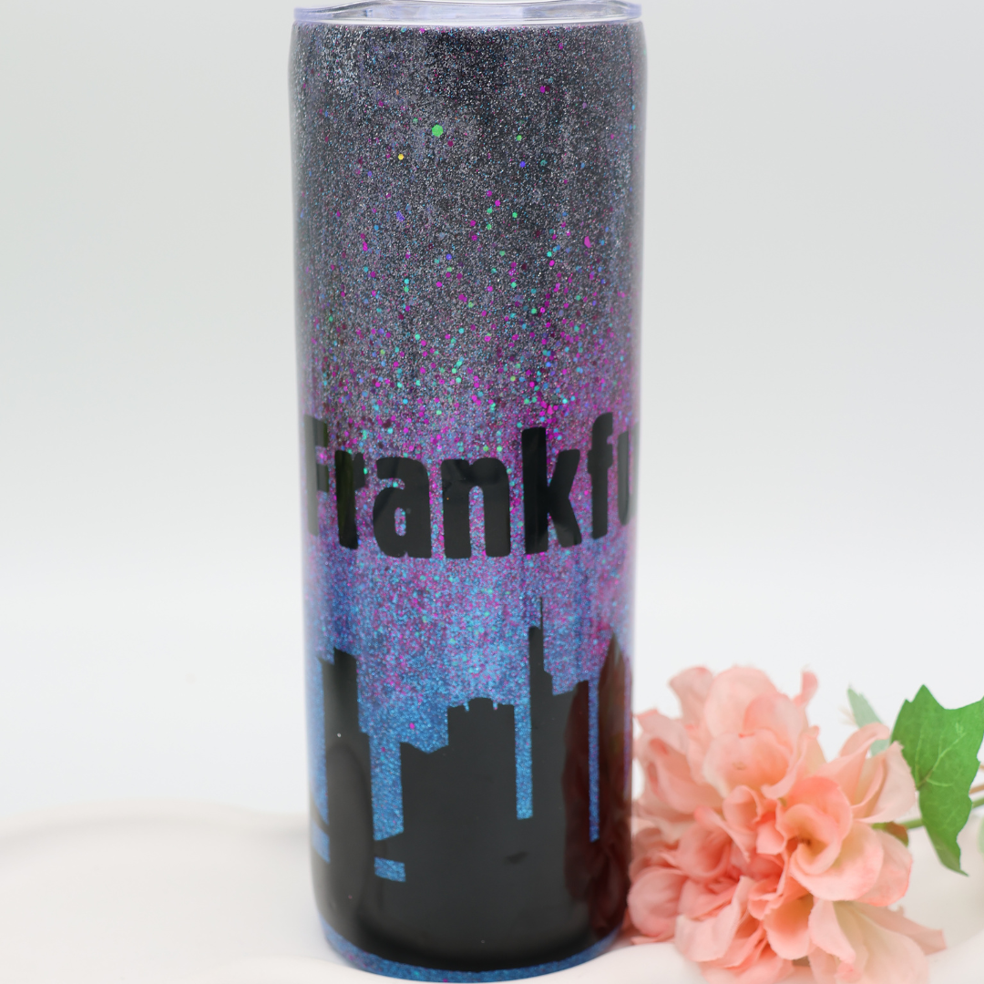 Night Sky City Tumbler FFM | Edelstahl Tumbler | Epoxidharz Thermobecher | personalisierbar