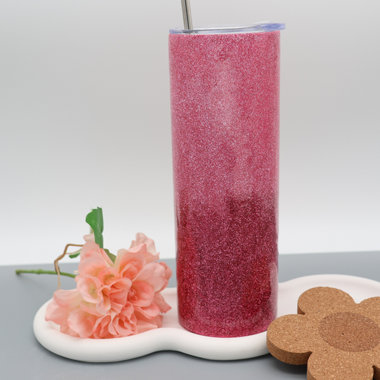 Pink Ombre Glitzer Tumbler | diverse Farben | Edelstahl Tumbler | Epoxidharz Thermobecher | personalisierbar