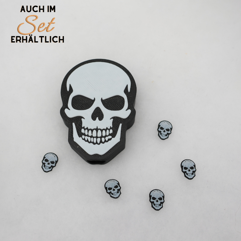 Totenkopf Glitzerbecher Deko Set - 3D - PLA  (3 Topper/ 100 Stk Mini Elemente)