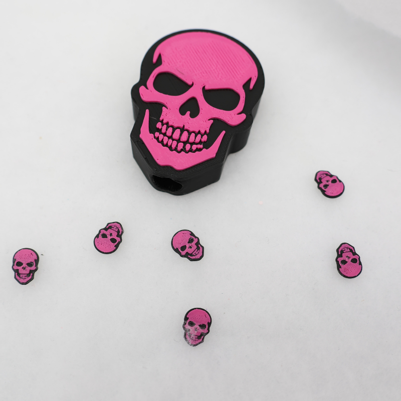 Totenkopf Glitzerbecher Deko Set - 3D - PLA  (3 Topper/ 100 Stk Mini Elemente)