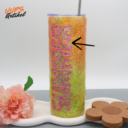 Summer Ombre Glitzer Tumbler Oopsi | Edelstahl Tumbler | Epoxidharz Thermobecher | personalisierbar