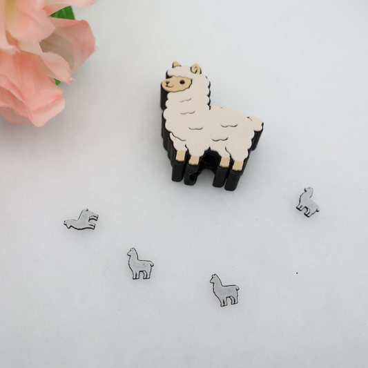 Lama Glitzerbecher Deko Set - 3D - PLA  (3 Topper/ 100 Stk Mini Elemente)