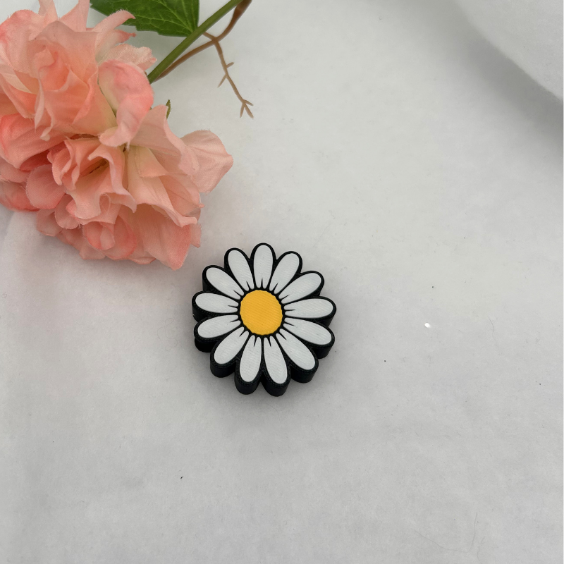 Kamille Blume Glitzerbecher Deko Set - 3D - PLA  (3 Topper/ 100 Stk Mini Elemente)