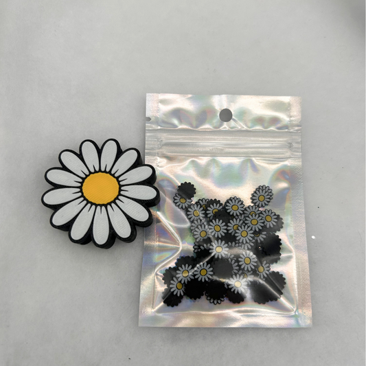 Kamille Blume Glitzerbecher Deko Set - 3D - PLA  (3 Topper/ 100 Stk Mini Elemente)