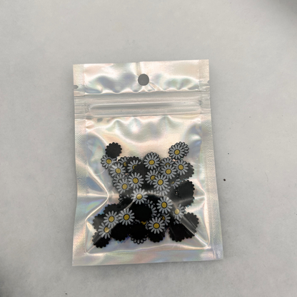 Kamille Blume Glitzerbecher Deko Set - 3D - PLA  (3 Topper/ 100 Stk Mini Elemente)