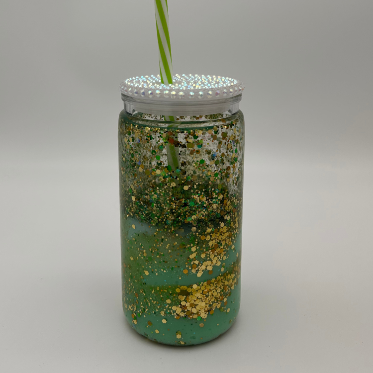 Resin Glitzer Lava Becher 590ml  | Lava Becher mit Deckel und Strohhalm