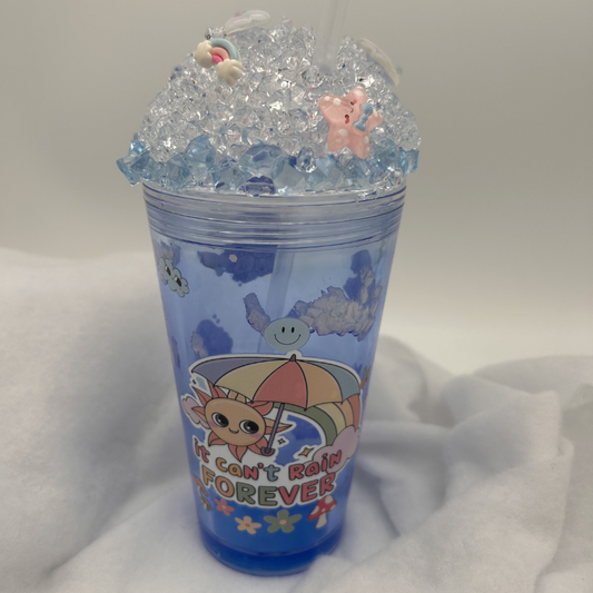 Wolken Becher | 16OZ Becher Doppelwandig mit Deckel und Strohhalm