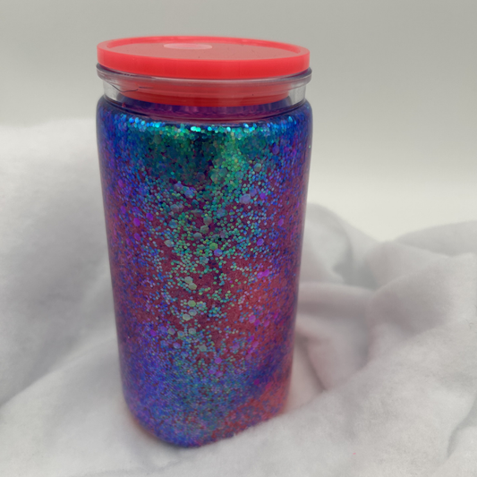 Slushy Glitzer Becher | 16OZ Becher Doppelwandig mit Deckel und Strohhalm
