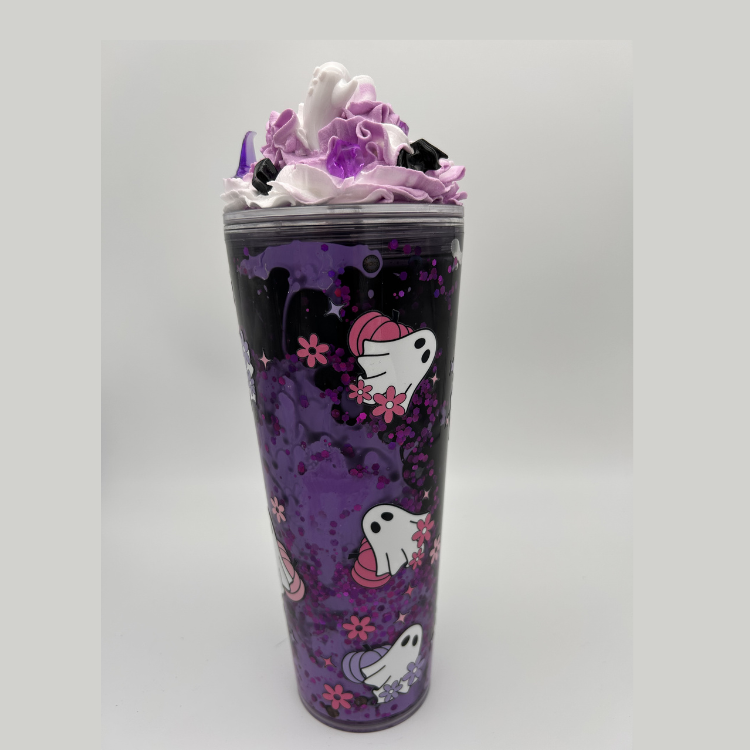 Spooky Geister Becher 700ml | Lava Becher mit Sahne-Deckel und Strohhalm