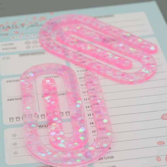 Pink - Glitzer JUMBO Lesezeichen - Epoxidharz