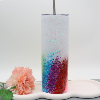 Regenbogen Glitzer Tumbler | diverse Farben | Edelstahl Tumbler | Epoxidharz Thermobecher | personalisierbar
