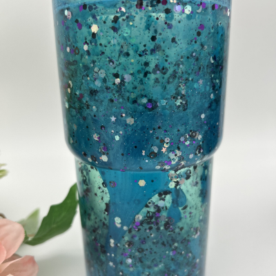 Blue Glitter Lava Becher | 18OZ Becher Doppelwandig mit Deckel und Strohhalm