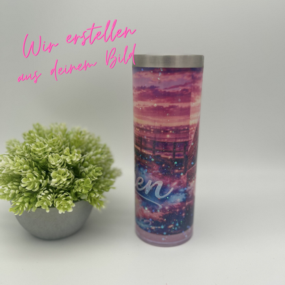 DEIN persönlicher Sublimations Glitzerbecher | personalisierter Becher mit Wunschmotiv und Glitzer