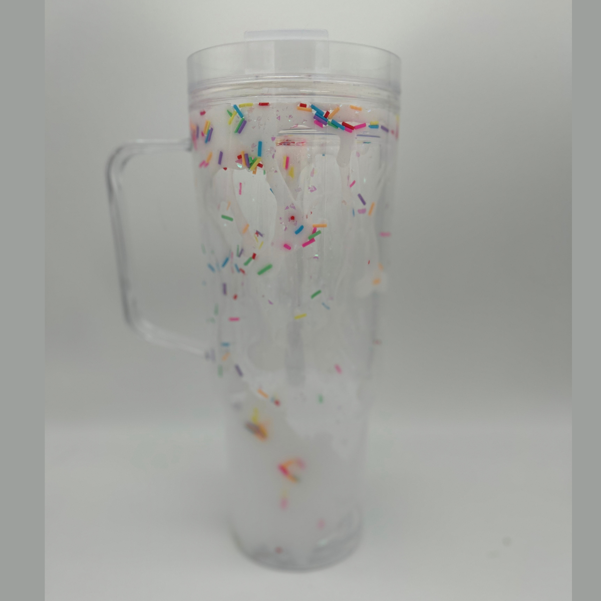 Sprinkle Clear Henkel-Becher 1000ml | Lava Becher mit Deckel und Strohhalm