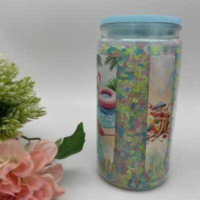 Beach Diamond Glow Becher | 16OZ Becher Doppelwandig mit Deckel und Strohhalm