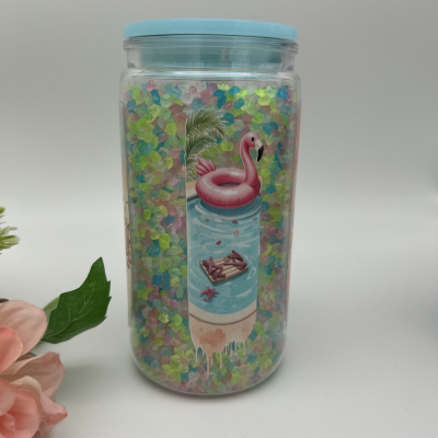 Beach Diamond Glow Becher | 16OZ Becher Doppelwandig mit Deckel und Strohhalm