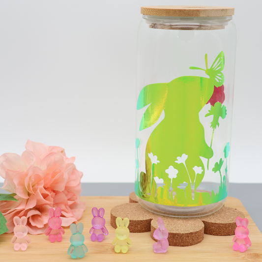 Glas mit Strohhalm und Deckel 500ml - Happy Easter