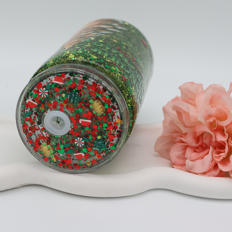 Snowglobe- / Glitzer-Becher - Mean One - mit Deko Deckel