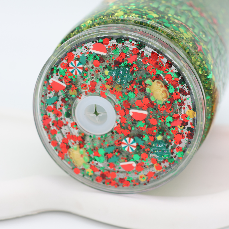 Snowglobe- / Glitzer-Becher - Mean One - mit Deko Deckel