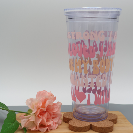 Trinkbecher Affirmation | Strohhalm + Deckel | 700 ml