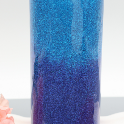 Blauer Ombre Glitzer Tumbler | Edelstahl Tumbler | Epoxidharz Thermobecher | personalisierbar