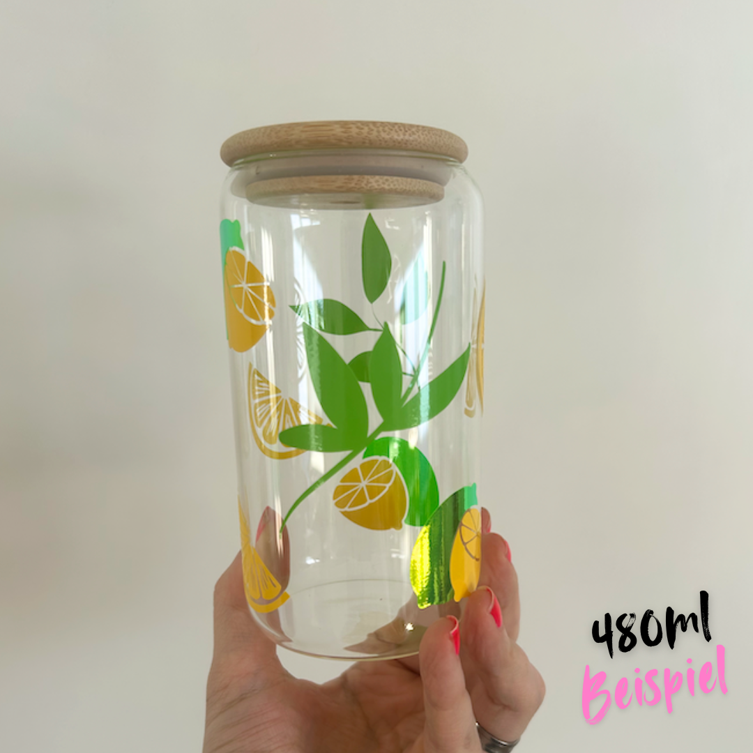 Lime | Trinkglas 500 ml | Strohhalm + Deckel