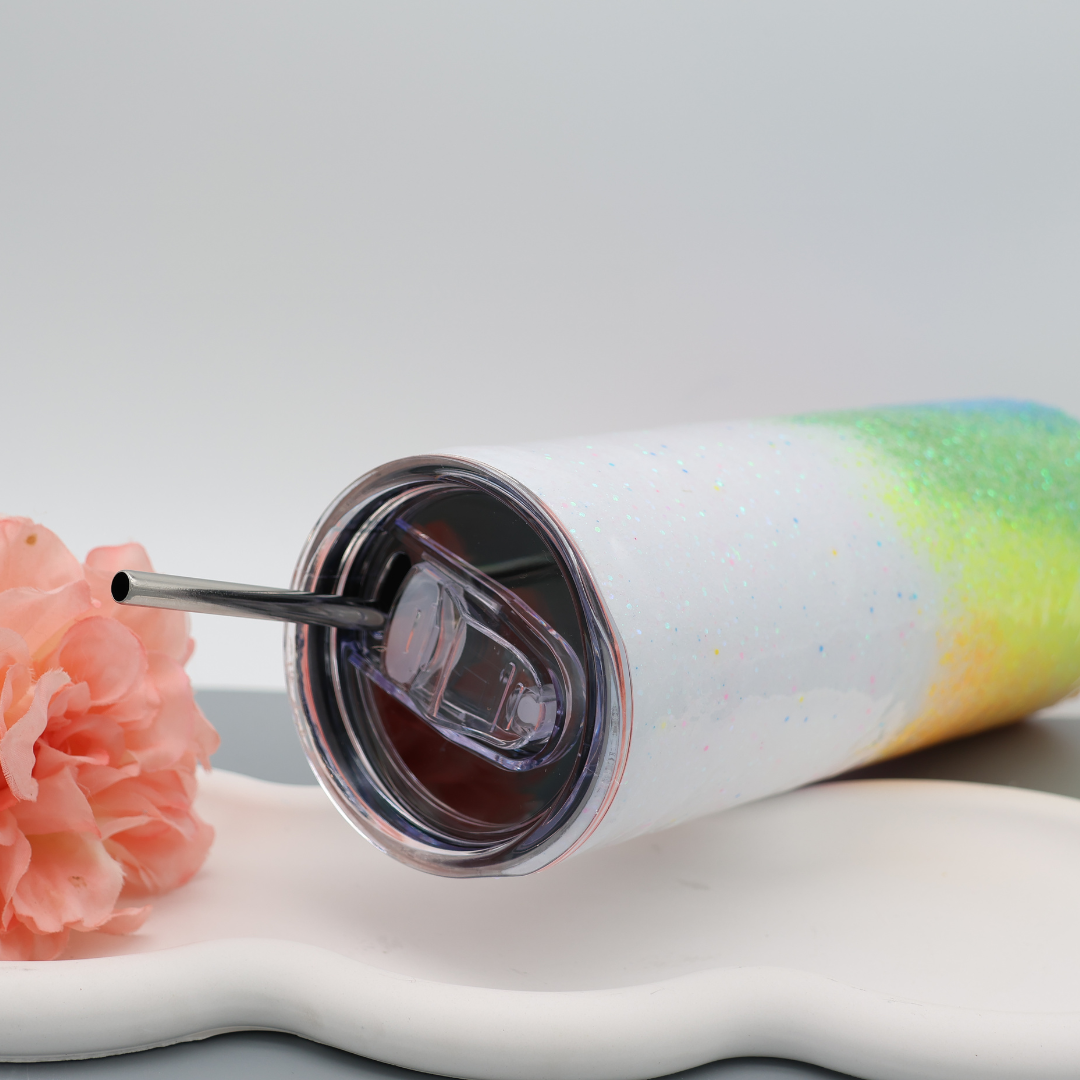 Regenbogen Glitzer Tumbler | diverse Farben | Edelstahl Tumbler | Epoxidharz Thermobecher | personalisierbar
