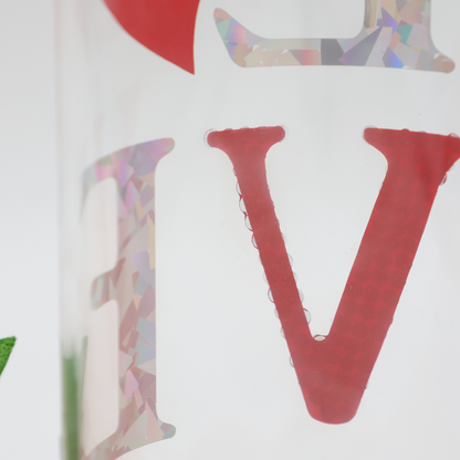 LOVE  - Strassstein | Trinkglas 500 ml | Strohhalm + Deckel