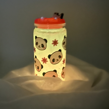 Glitzer-Becher - Pink Panda Light - Glow in the Dark