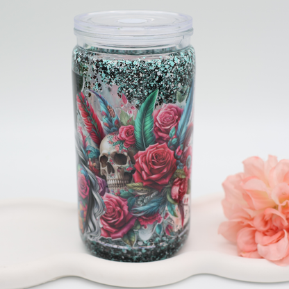 Snowglobe- / Glitzer-Becher - slow Flow - black blue girlie 480ml