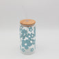 Boho Blumen | Trinkglas 500 ml | Strohhalm + Deckel