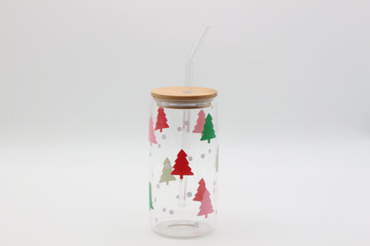 Glas mit Strohhalm und Deckel - Tannenbaum