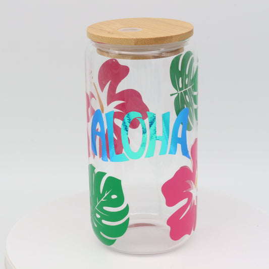 Glas mit Strohhalm - "Aloha"